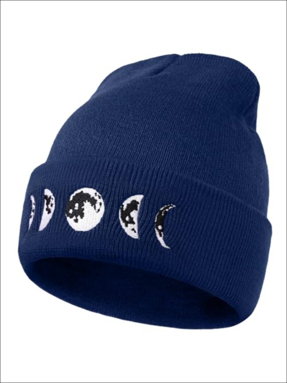 Gothic Moon Phase Skull Beanie Hat Warm Embroidery Winter Cap Men Women